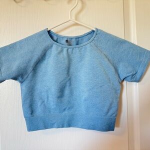 Blue Short Sleeve Crop Top